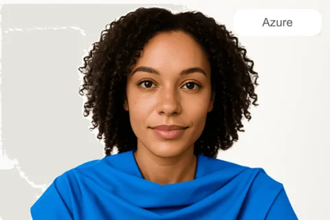 Same woman draped in azure blue