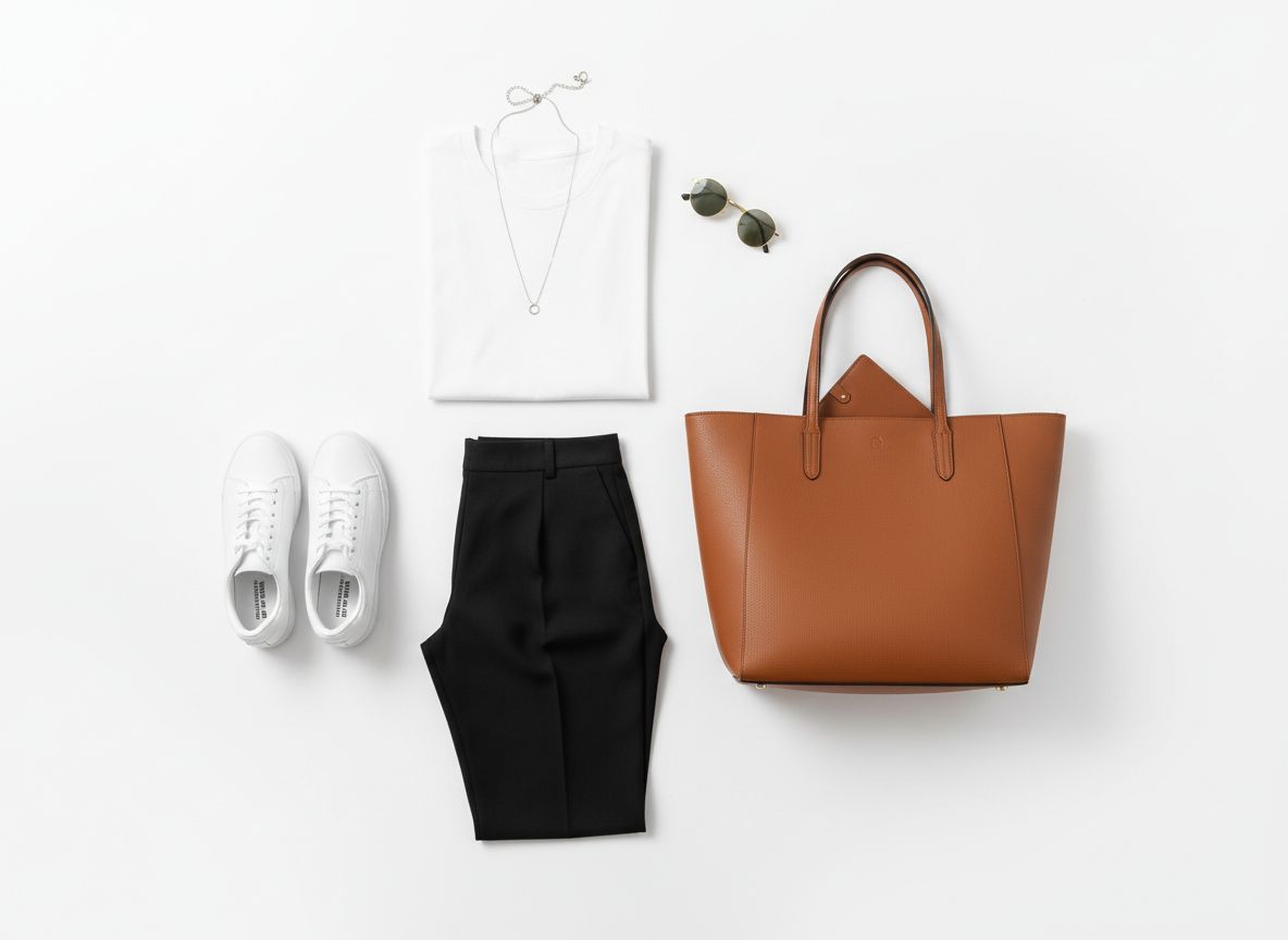Minimalist aesthetic outfit: Everyday Essential featuring White tee and Black trousers