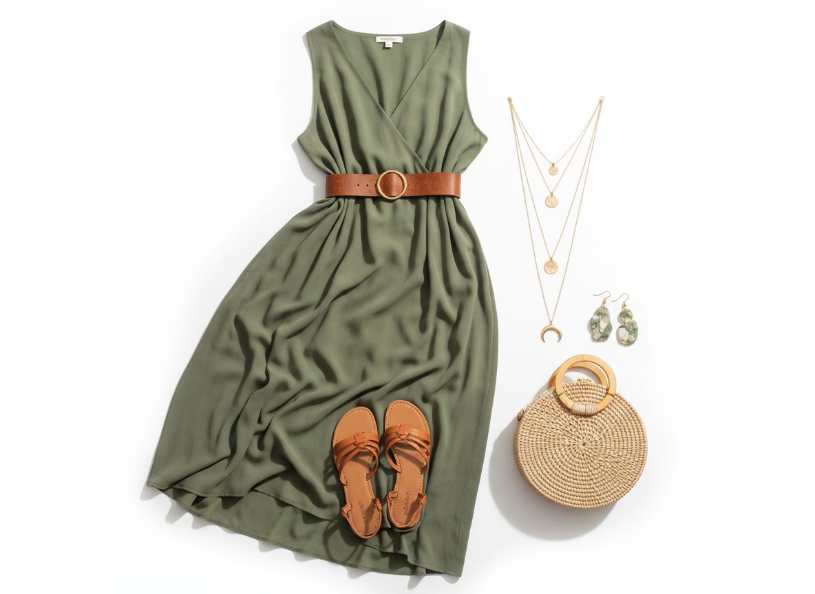 Natural essence Elevated Evening outfit featuring Flowing maxi dress and Leather belt