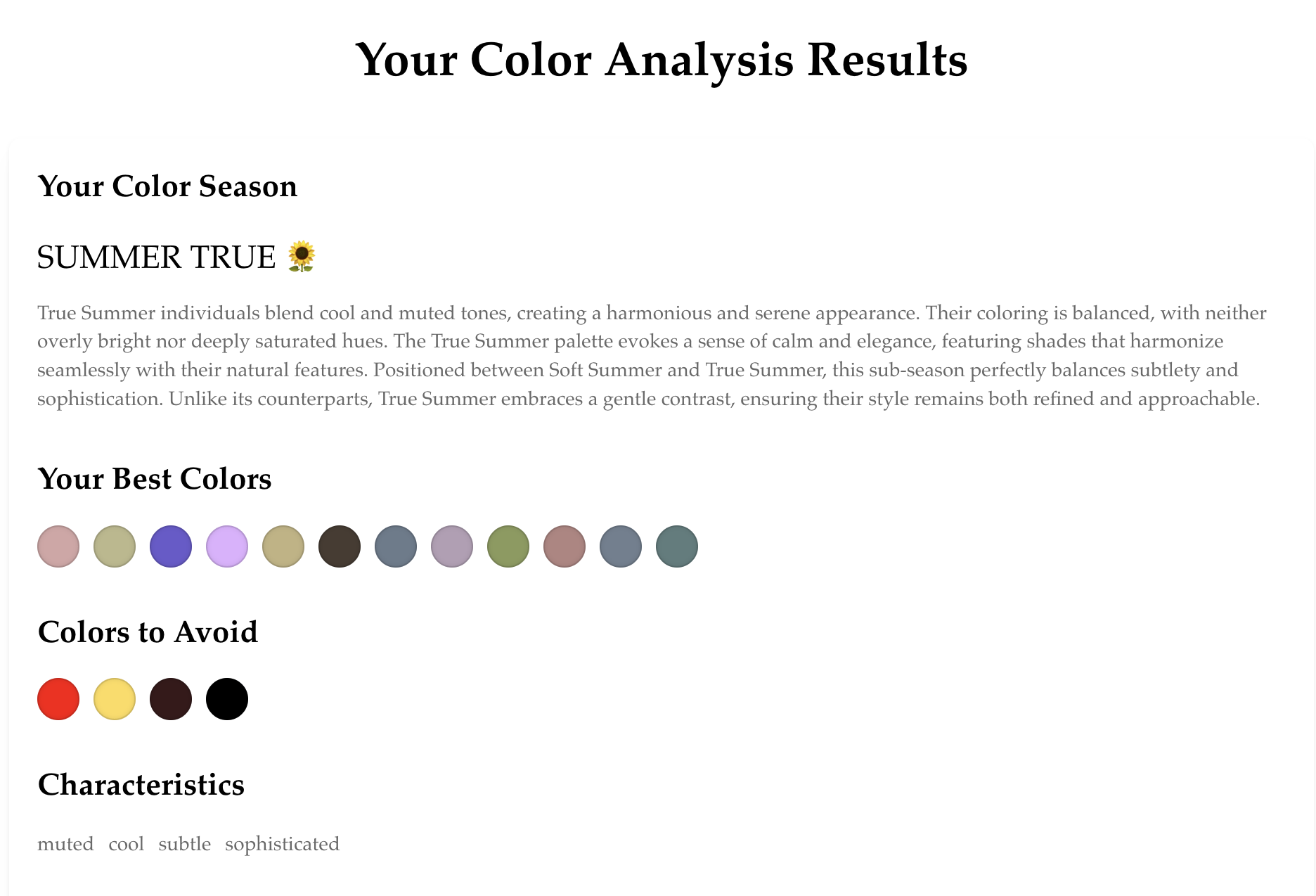 Color Analysis Quiz