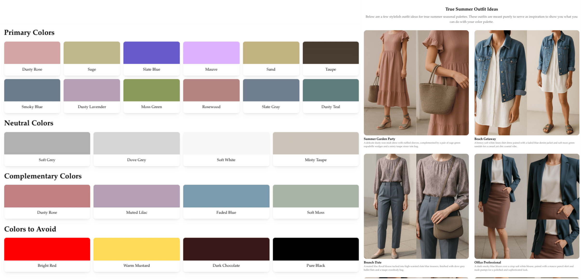 Color Palettes and Outfits